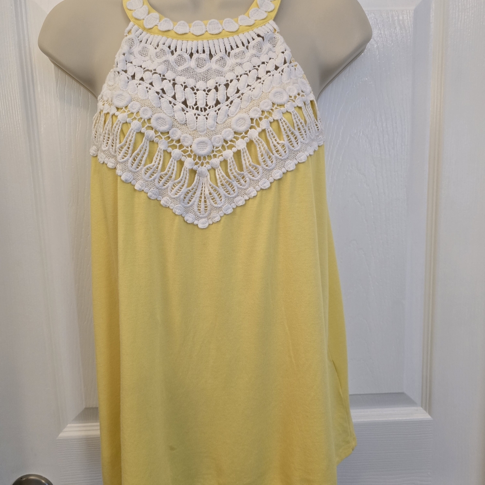 Lilly Pulitzer Yellow and White Crochet Tank Top